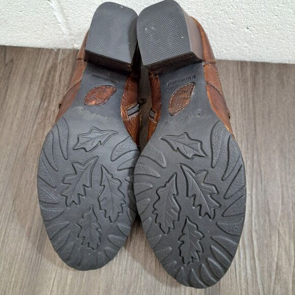 Born Women's Deena Boot Size 8.5W Brown Leather Block Heel Shootie Pump Bootie - Picture 7 of 9